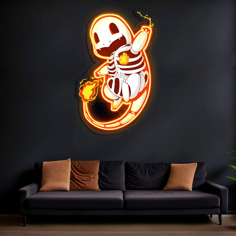 Charmander Plexiglass Neon Art, Pokemon Neon Sign, Neon Light Sign, Neon Wall Art, Neon Sign, Neon Light Sign, Neon Gifts, Gamer Gifts