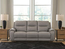 Real Moments - Power Reclining Sofa With Audio Seating - Ash