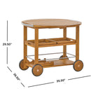 Outdoor Bar Cart With Foldable Tabletop & Removable Trays - Teak by HouseOfZazla