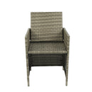 9 Pieces Patio Dining Sets Outdoor Space Saving Rattan Chairs with Glass Table Patio Furniture Sets Cushioned Seating and Back Sectional Conversation Set Grey Wicker + Grey Cushion