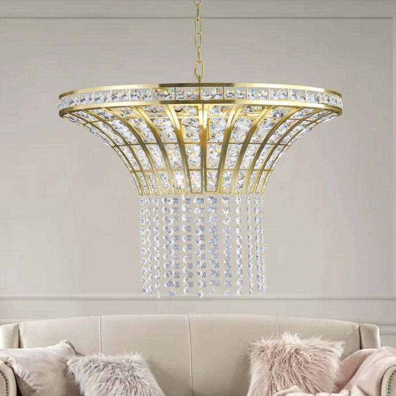8-Light 23.6" Wide Crystal Waterfall Chandelier (Bulb Not Included)