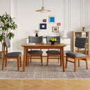 Mid Century Modern Dining Table Set For 4, Solid Wood Dining Table And Solid Wood Chairs, 5 Pieces Farmhouse Dining Table And 4 Upholstered Chairs - Brown / Gray by HouseOfZazla