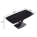 70.87" Modern Artificial Stone Black Curved Black Metal Leg Dining Table, Can Accommodate 6-8 People - Black by HouseOfZazla