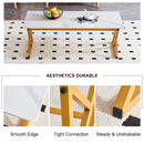 A modern minimalist style white marble patterned coffee table with golden metal legs. Computer desk. Game table. Tea table. CT-XX