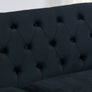 59-Inch Modern Chesterfield Velvet Sofa, 2-Seater Sofa, Upholstered Tufted Backrests with Nailhead Arms and 2 Cushions for Living Room, Bedroom, Apartment, Office (Black)