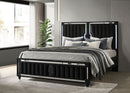 Ravenne Velvet Upholstered California King LED Panel Bed Black