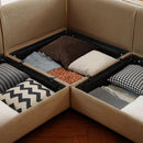 Stylish Camel Chenille 2-Seater Sofa with Storage Seat and Cylindrical Backrest