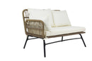 6PCS Outdoor Patio Balcony Natural Color Wicker Sofa Chair Set with Beige Cushion,Round Tempered Glass Table