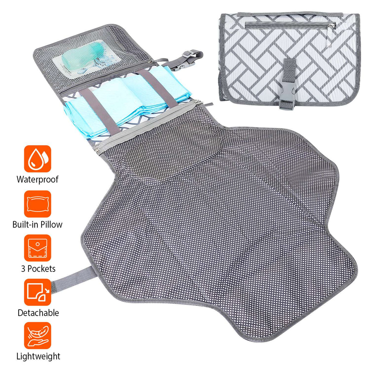 Foldable Baby Diaper Changing Pad Portable Diaper Changing Station Waterproof Nappy Changing Travel Mat, photo 5 of 8