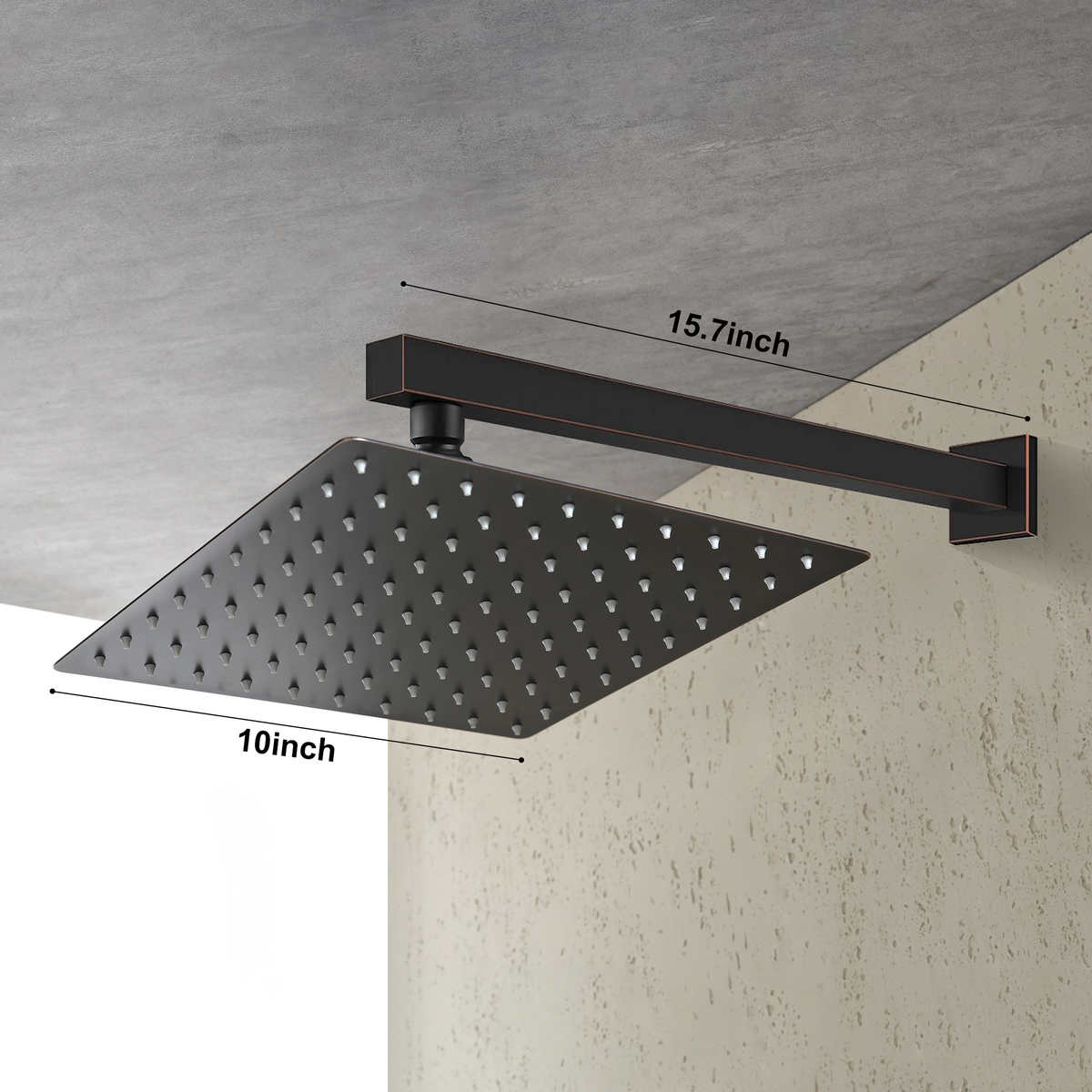 10 Inch Wall Mount Rainfall Square Shower Head, Oil Rubbed Bronze, photo 5 of 7