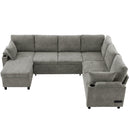 U-Shaped Sectional Sleeper Sofa With Ample Storage Space, 2 Cup Holders And Charging Ports For Living Room by HouseOfZazla
