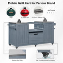 K&K 66.5' Outdoor Kitchen Island for Big Green Egg Grills, Solid Wood Outdoor Grill Cart for Tabletop Grill with Stainless Steel Top, Drawer, Compatible with Large Big Green Egg, Kamado Joe- Grey Blue by Montret