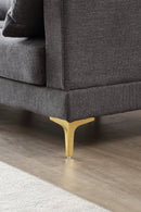 ADF Living Room Furniture Modern Leisure L Shape Couch Dark Grey Fabric