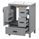 Bathroom Vanity With Sink, Soft Close Door, Double Layer Door Shelf And 3 Drawers - Gray by HouseOfZazla