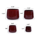 4 Pieces Planter Pot, Indoor Outdoor Flowerpot For Patio, Garden, Or Windowsills - Bean Paste Red by Unique Piece Furniture