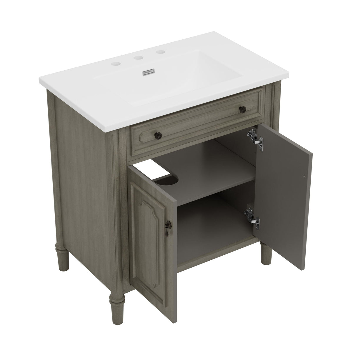 Vintage Bathroom Vanity With Sink, Rustic Cabinet With Soft Close Doors, photo 20 of 30