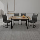 59 "Rural Industrial Rectangular MDF Light Wood Dining Table Set and PU Armless Dining Chair Set, 4-piece. Kitchen Black Metal Table Leg Dining Chair Set