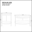 2-Piece Modern 2 tier Round Coffee Table Set for Living Room,Easy Assembly Nesting Coffee Tables, End Side Tables for Bedroom Office Balcony Yard,Walnut MDF