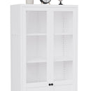 Tall Metal Kitchen Pantry Cabinet With Adjustable Shelves And Silent Magnetic Doors - White