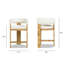 Vavona - Burl Upholstered Barrel Back Counter Height Bar Stool - Polar Off White by HouseOfZazla