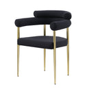 Dining Chairs (Set of 2), Mid-Century Modern Dining Chairs, Kitchen Dining Room Chairs, Round Boucle Backrest Sherpa Dining Chair With Brushed Metal Legs by HouseOfZazla