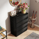 4 Drawer Dresser,Modern Storage Chest of Drawers,31.5In Black Dresser for Closet with Handle-Free Design, Closet Chests Organizer for Bedroom, Living Room,Black