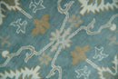 9.2x11.9 Hand Knotted Blue and Ivory Traditional Oushak Wool Area Rug