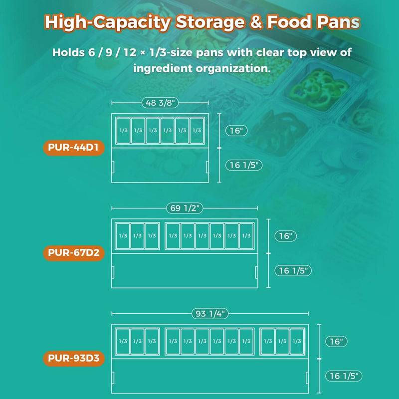 Heavy-Duty 93" Commercial Stainless Steel Pizza Prep Table With Refrigeration (SAK52193)