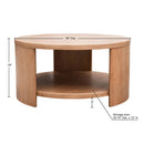 Minimalist Round Coffee Table With Shelf Storage - Natural by HouseOfZazla