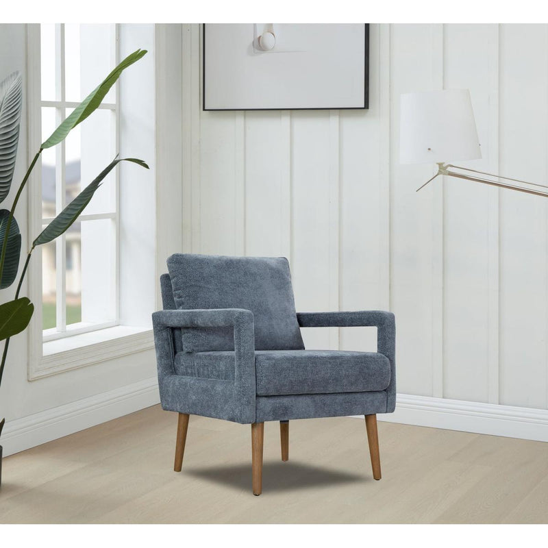 Mid-Century Armchair, Accent Chair with Chenille Armrest & Soft Cushion for Living Room, Bedroom, Home Office, Study, Dark Grayish Blue