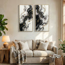 Large Framed And Abstract Wall Art, Minimalist Canvas Prints (Set of 2) - White / Black by HouseOfZazla
