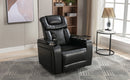 270 Degree Swivel PU Leather Power Recliner Individual Seat Home Theater Recliner with Comforable Backrest, Tray Table, Phone Holder, Cup Holder, USB Port, Hidden Arm Storage for Living Room, Black