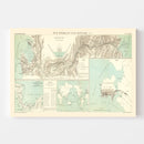 Vintage Map of Panama Canal, 1886