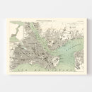 Vintage Map of Istanbul, Turkey 1873