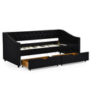 Upholstered Tufted Daybed With 2 Drawers, Waved Arms by HouseOfZazla