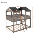Bunk Bed With Roof, Window, Guardrail, Ladder
