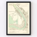Vintage Map of Seville, Spain 1870