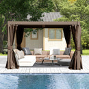 10x10 FT Outdoor Louvered Pergola with Adjustable Louvers - Brown