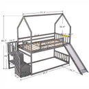 Twin Over Twin House Bunk Bed With Convertible Slide, Storage Staircase by HouseOfZazla