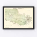 Vintage Map of Saint Petersburg, Russia 1888