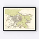 Vintage Map of Havana, Cuba 1879