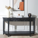 Carved Console Table With Storage Shelf For Living Room - Black by HouseOfZazla