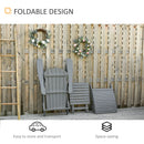 3-Piece Folding Adirondack Chair with Ottoman and Side Table, Outdoor Wooden Fire Pit Chairs w/ High-back, Wide Armrests for Patio, Backyard, Garden, Lawn Furniture, Gray