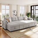 U-Shaped Sectional Sofa Bed With Storage And USB Ports
