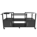 Outdoor Grill Table For Big Egg Style Bbq With Metal Grill Cart And Storage Box And Metal And Stainless Steel - Black / Silver