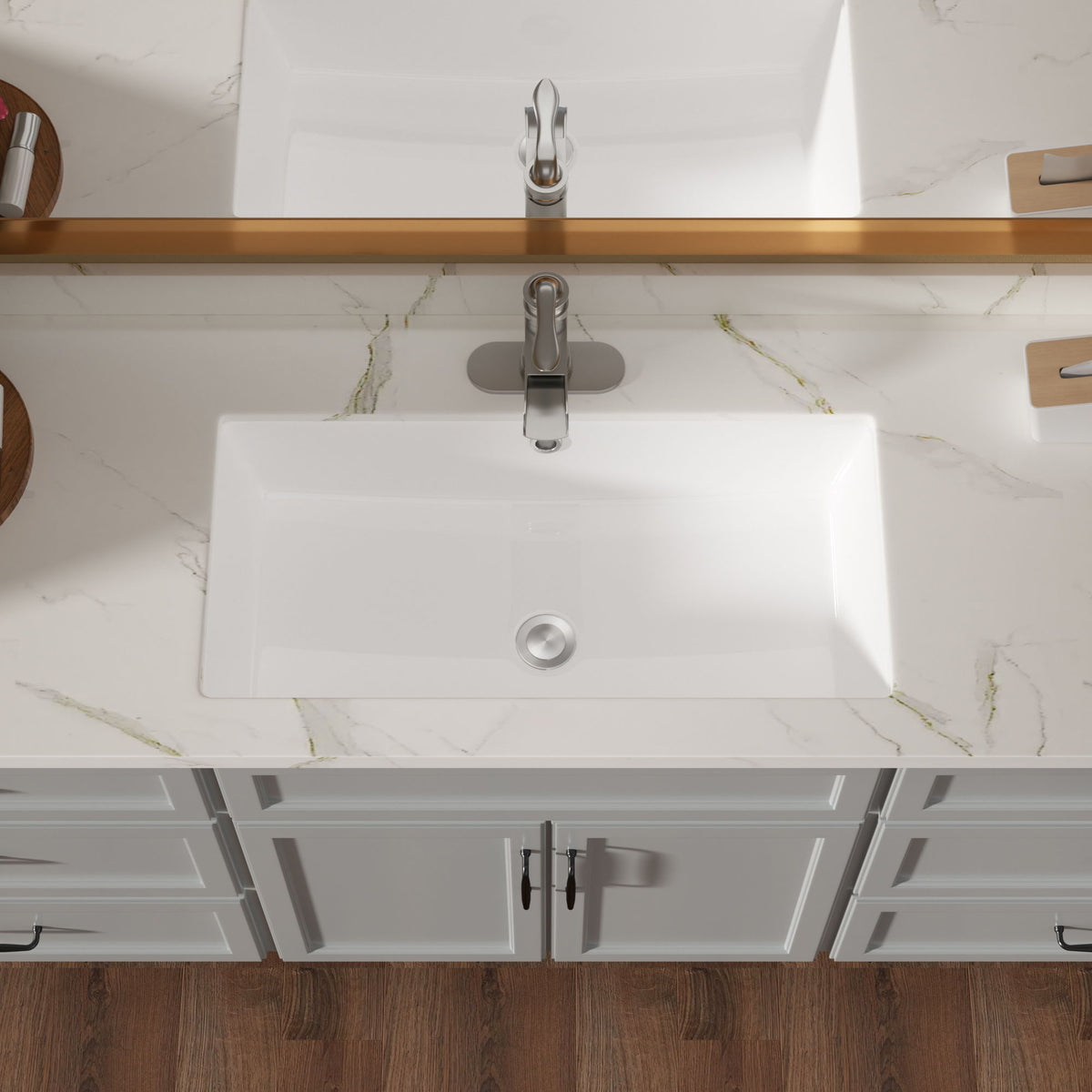 Modern Rectangular Undermount Bathroom Sink With Overflow Ceramic, photo 9 of 20