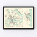 Vintage Map of Stockholm, Sweden 1883