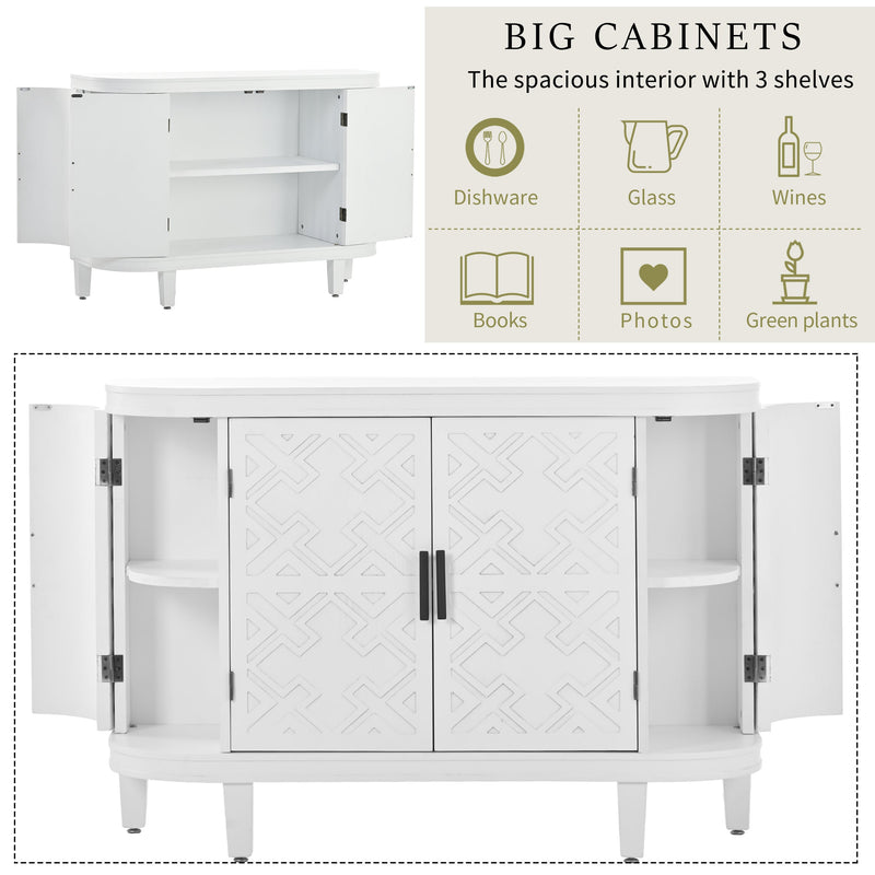 Accent Storage Cabinet Sideboard Wooden Cabinet with Antique Pattern Doors for Hallway, Entryway, Living Room