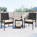 3 Piece Patio Furniture Set with Seat Cushions and Tempered Glass Tabletop by LJGDeals
