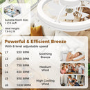 19 Inch Ceiling Fan Low Profile Flush Mount Fan with 3000-6500K Dimmable LED-White by LJGDeals